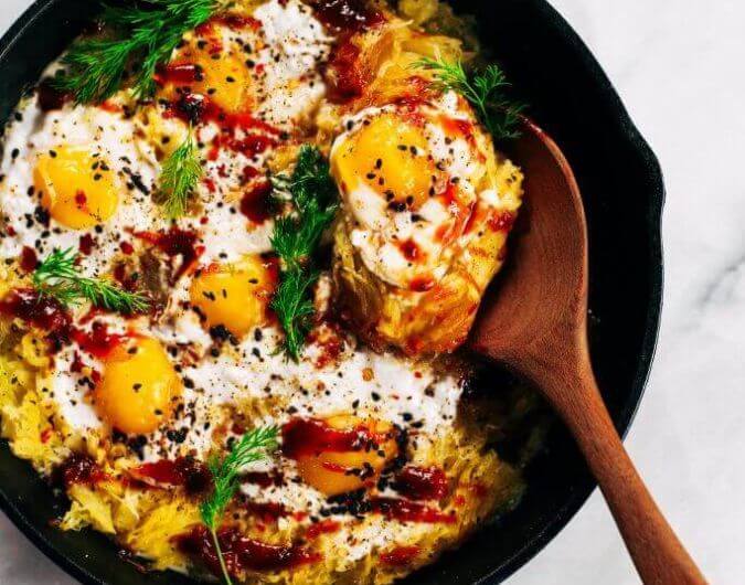 Spicy Spaghetti Squash Egg Skillet