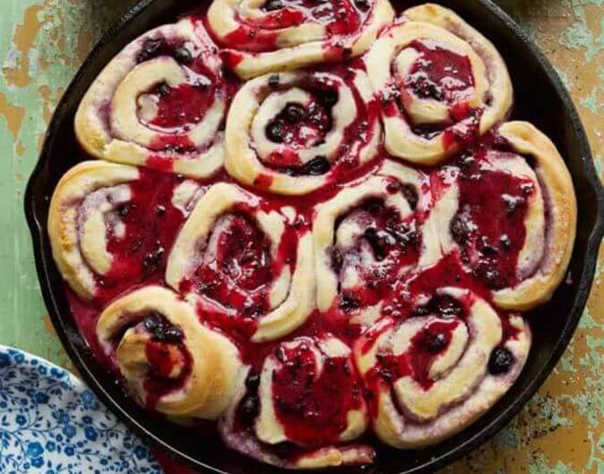 Cast-Iron Skillet Blueberry Sweet Rolls