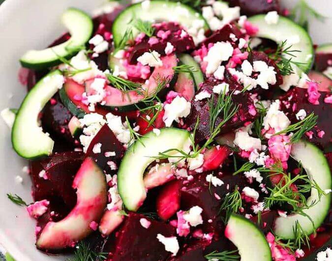 Beet Salad With Feta, Cucumbers, And Dill