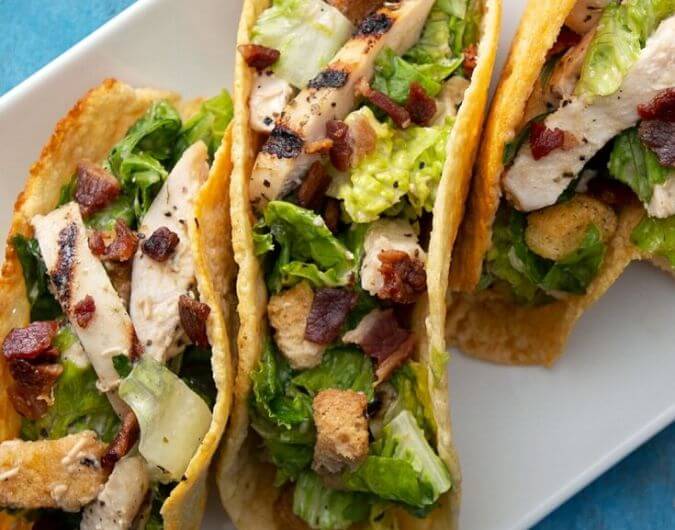 Chicken Cesar Salad Tacos