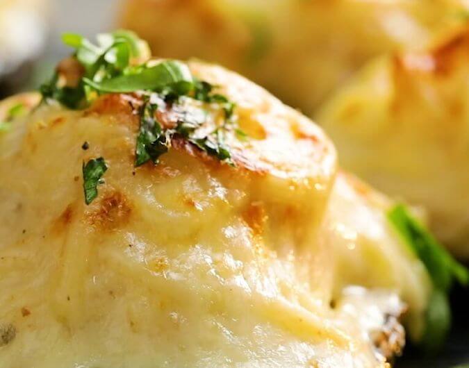 Garlic Pasta Stuffed Mushrooms