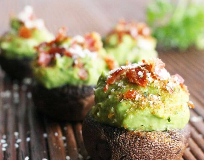 Avocado Prosciutto Stuffed Mushrooms