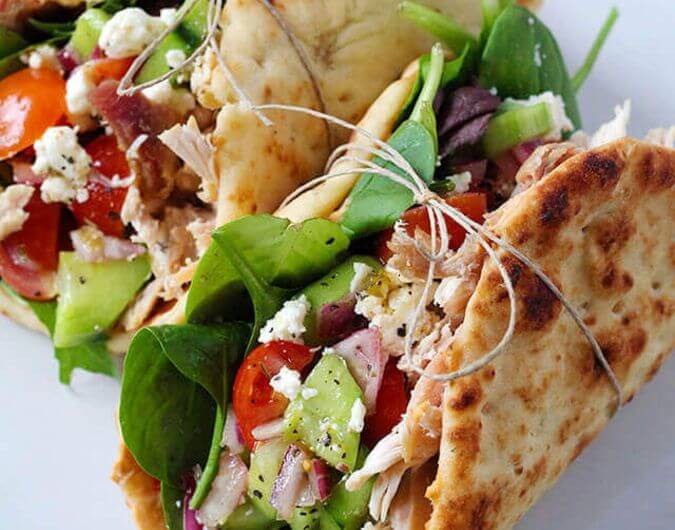 Chicken Hummus Naan Wraps