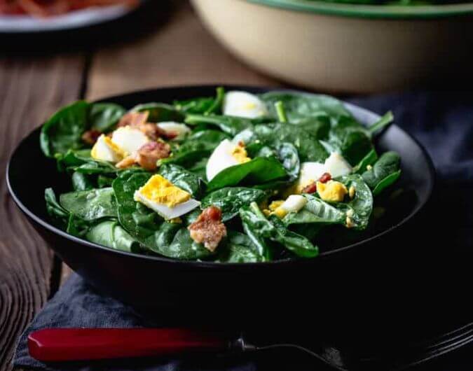 Spinach Salad with Bacon & Eggs