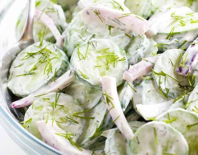 Creamy Cucumber Salad With Red Onion