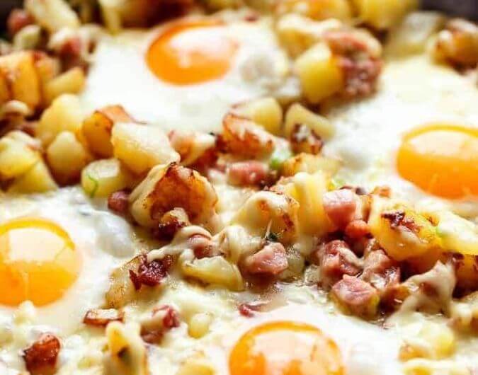 Cheesy Bacon and Egg Hash