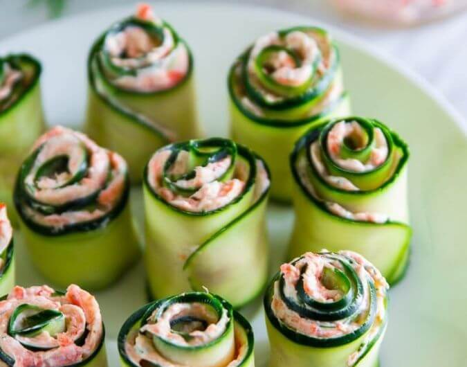 Smoked Salmon Cucumber Rolls With Cream Cheese