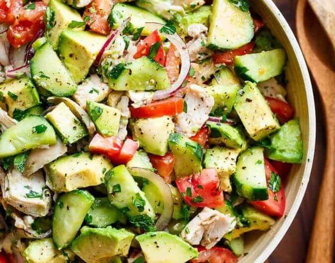 Chicken Cucumber Avocado Salad