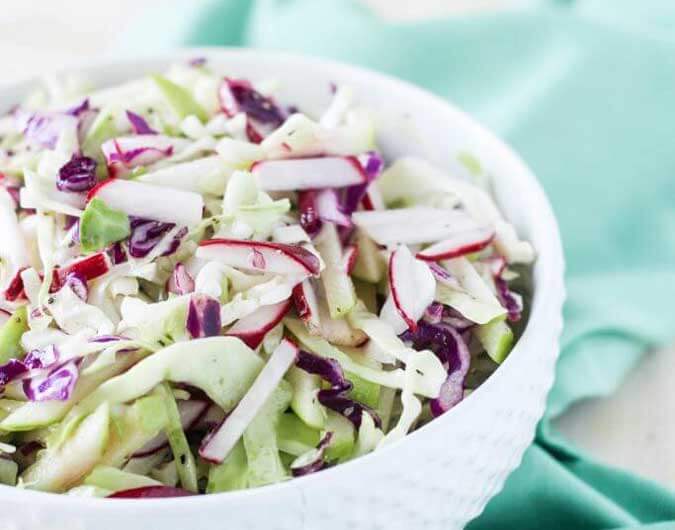 Cabbage Radish and Apple Slaw