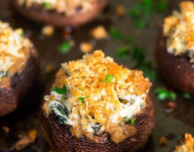 Cheesy Spinach Stuffed Mushrooms