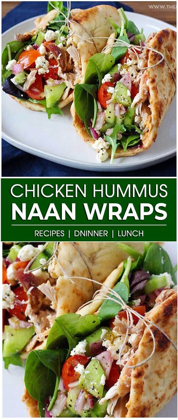 Chicken Hummus Naan Wraps