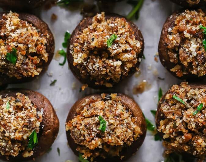 Classic Italian Vegan Stuffed Mushrooms