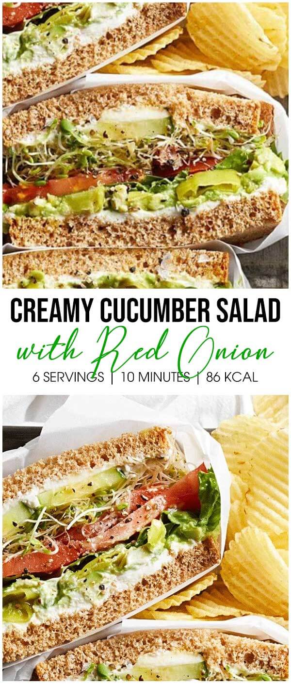 Creamy Cucumber Salad with Red Onion