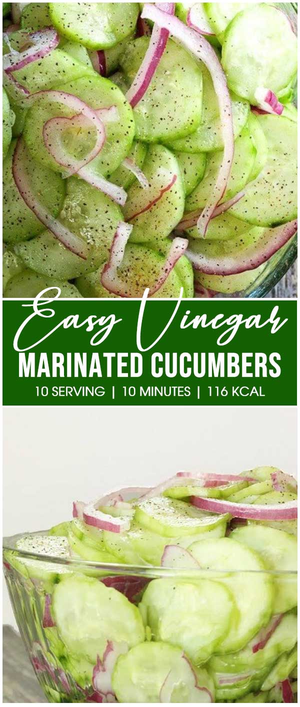 Easy Vinegar Marinated Cucumbers