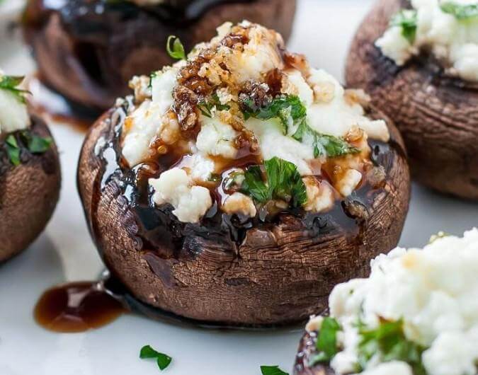 Herb Goat Cheese Stuffed Mushrooms