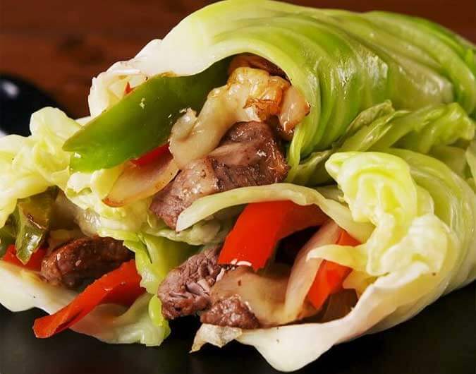 Philly Cheesesteak Cabbage Wraps