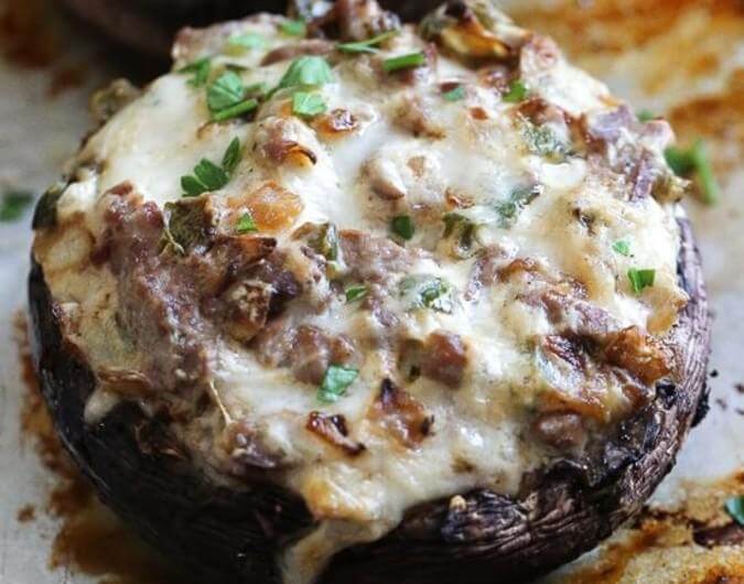 Philly Cheese Steak Stuffed Mushrooms
