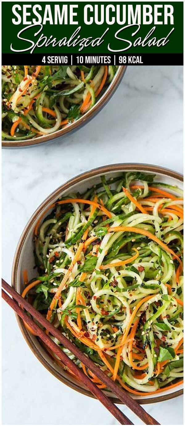 Sesame Cucumber Spiralized Salad