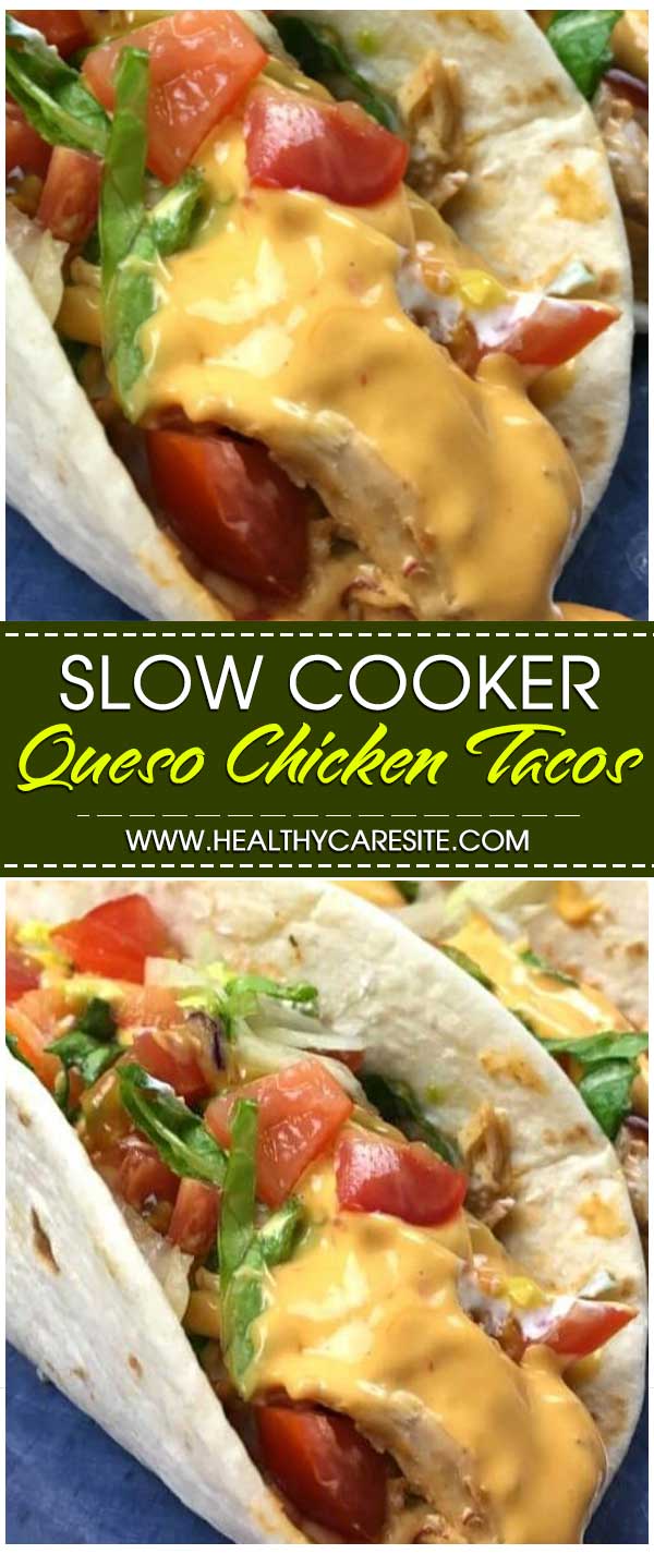 Slow Cooker Queso Chicken Tacos