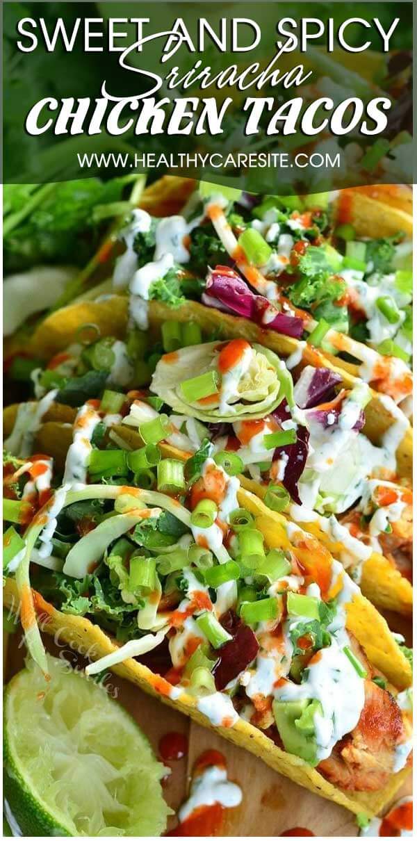 Sweet and Spicy Sriracha Chicken Tacos