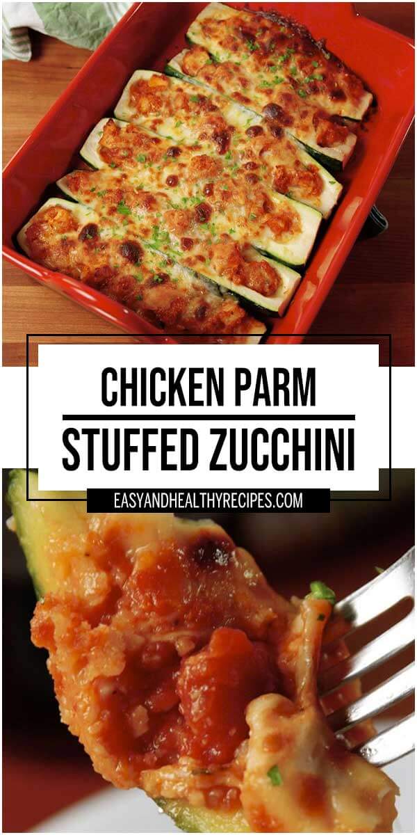Chicken Parm Stuffed Zucchini - Chicken Parm Stuffed Zucchini